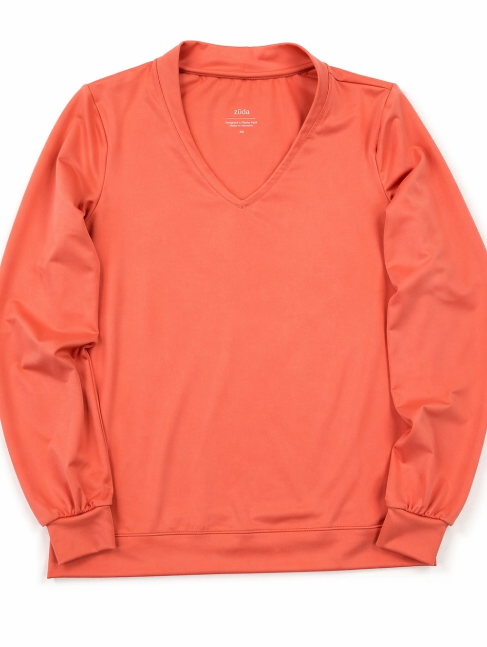 Zuda Buttery Soft V-Neck Pullover XS “Coral / Peachy Orange Comfy Chic Office 🪸